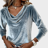 Аурелия – кадифен топ с падащо деколте