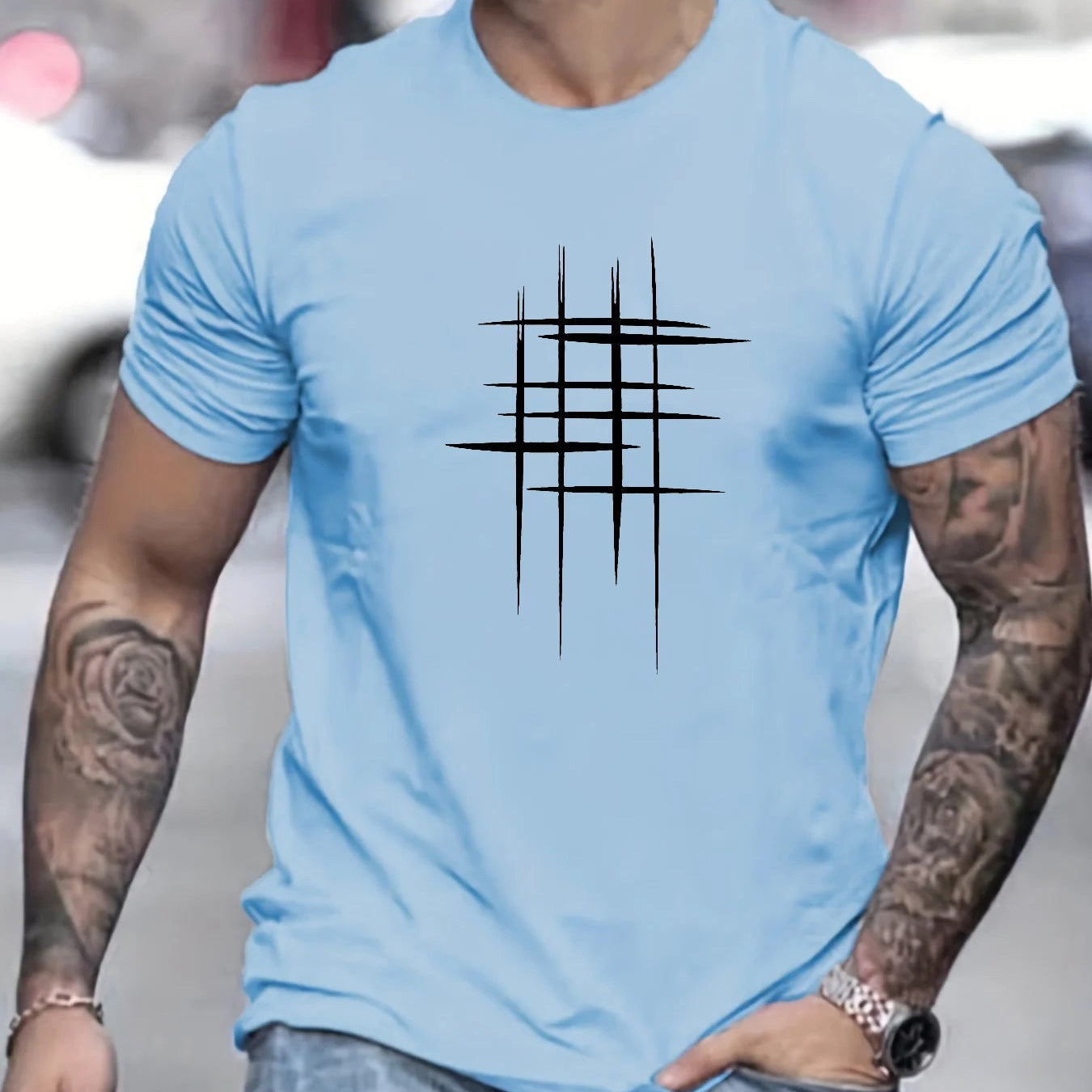 Анастас - Стилен т-shirt с кръгло деколте и графичен принт