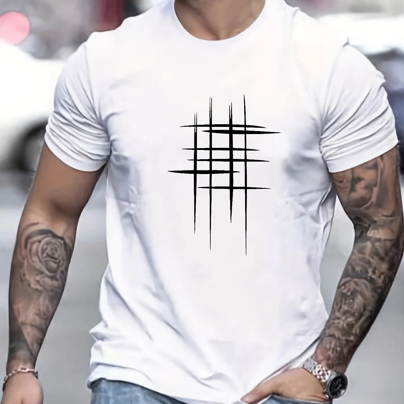 Анастас - Стилен т-shirt с кръгло деколте и графичен принт