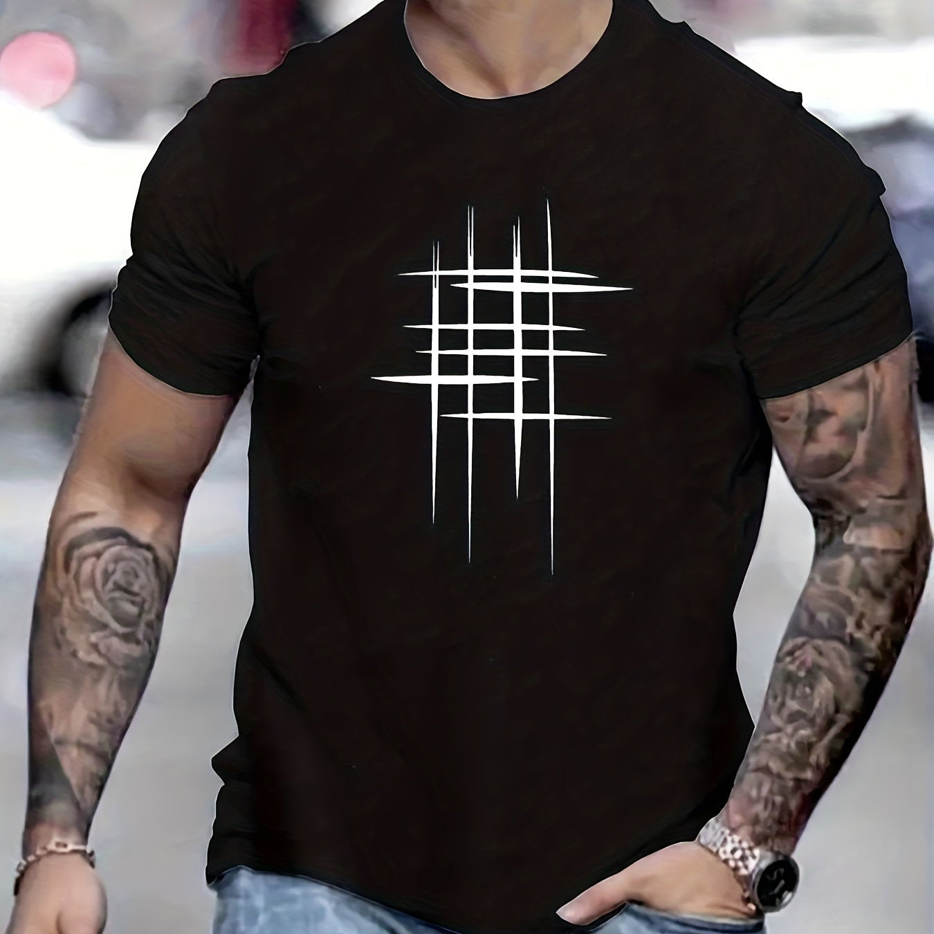 Анастас - Стилен т-shirt с кръгло деколте и графичен принт