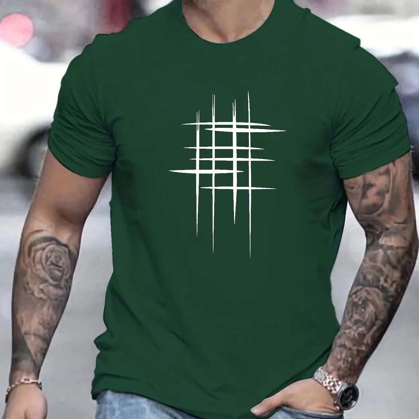 Анастас - Стилен т-shirt с кръгло деколте и графичен принт