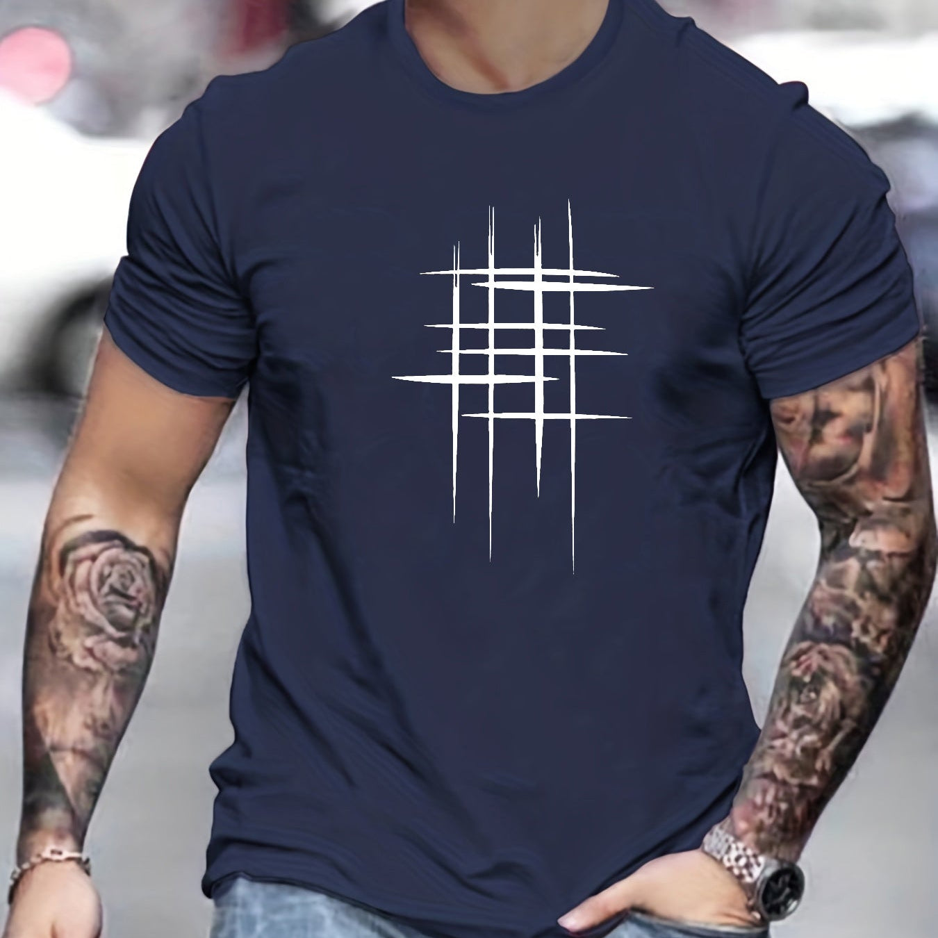 Анастас - Стилен т-shirt с кръгло деколте и графичен принт