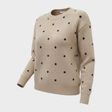 Ава – разкроен дълъг ръкав плетен пуловер с точки