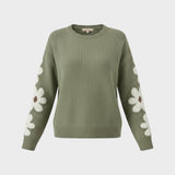 Силке - Мек пуловер с цветен мотив