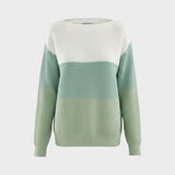 Клара - Елегантен трицветен патчворк пуловер