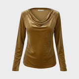 Аурелия – кадифен топ с падащо деколте